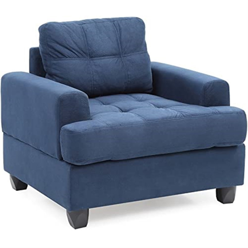 Penta Upholstered Accent Chair, Navy Blue Microfiber / Microsuede