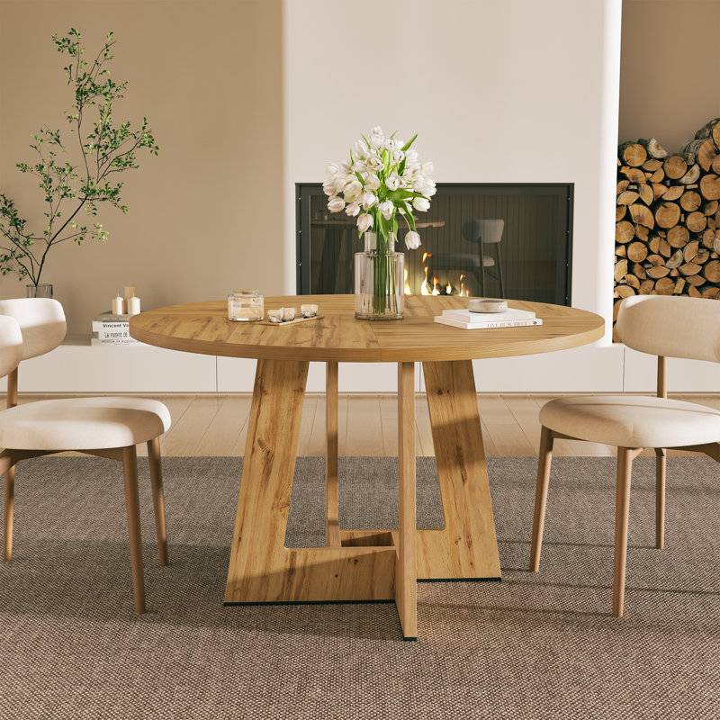 Table de salle à manger en bois 47 po pour 4 à 6 personnes, Marron clair