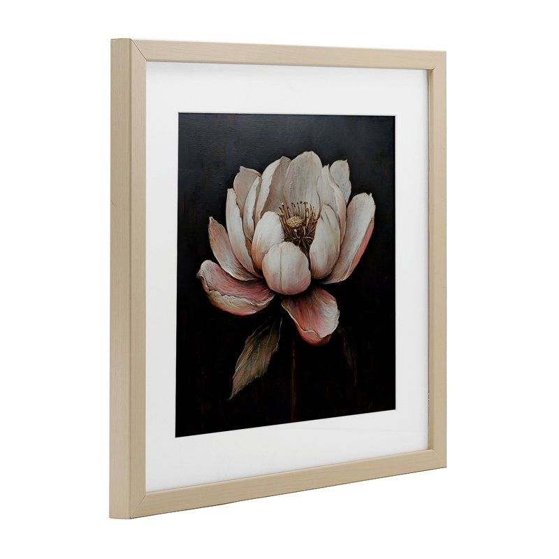 Fleur de lotus rétro, reproduction encadrée sous verre, design par LSR Creative Studio, H 13 po x l 13 po