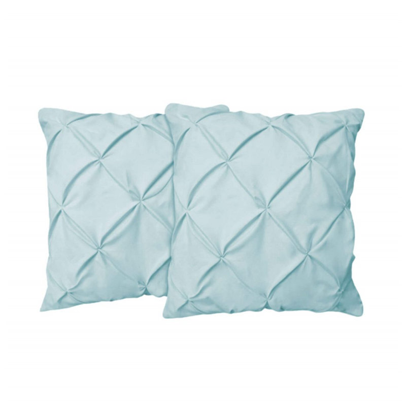 400TC Cotton Pintuck Sateen Solid Euro Sham, 20"H x 20"W, Light Blue