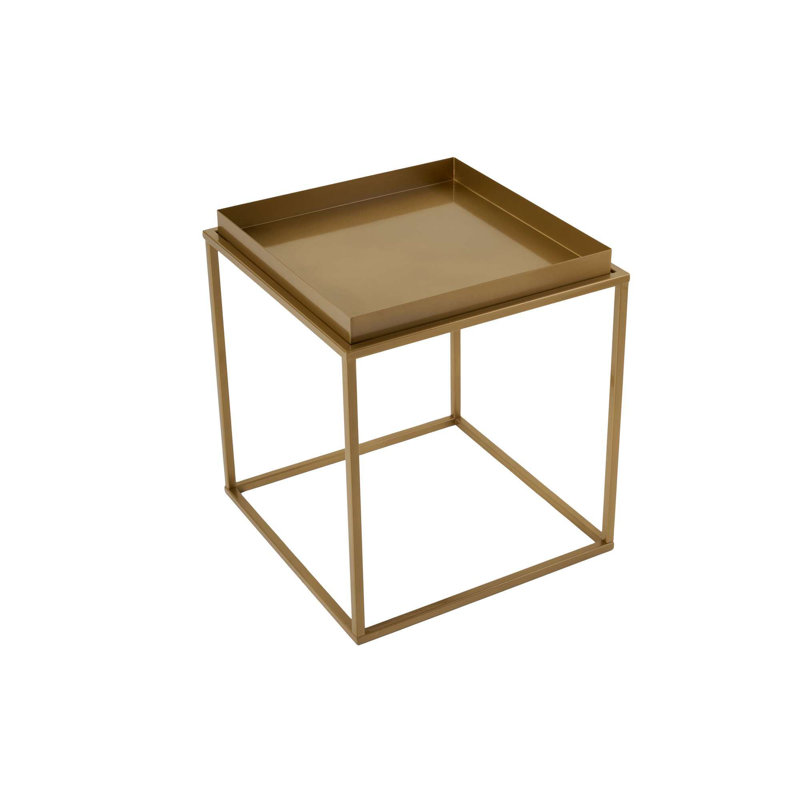 Modern Glam Coffee Table, Gold Finish, 17.7 x 17.7 x 20.5 inches | 100% Metal Construction, Durable and Stylish | Perfect for Living Rooms, Contemporary Design, Space-Saving and Eye-Catching Accent Piece