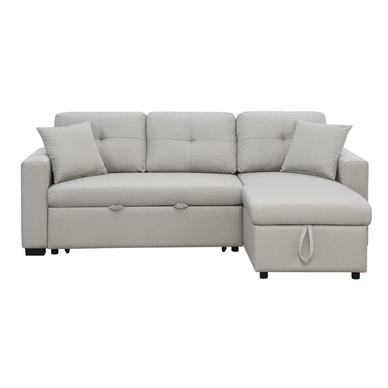 Markleeville Upholstered L-Shaped Sectional Reversible, Beige Chenille