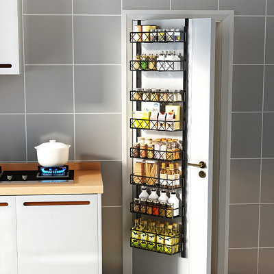 Rangement suspendu pour garde-manger en métal à 8 niveaux au-dessus de la porte noir