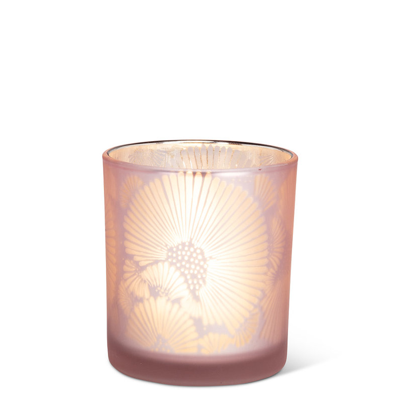 Grande bougie chauffe-plat à fleurs givrées, H 11 po x l 3 po x P 2,75 po