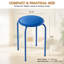 Ensemble de 6 tabourets empilables avec sièges rembourrés, tabourets empilables rembourrés de hauteur standard de 17 pouces avec surface en cuir, tabourets gigognes ronds portables pour la cuisine intérieure / extérieure, couleur assortie, paquet de 6-251541881