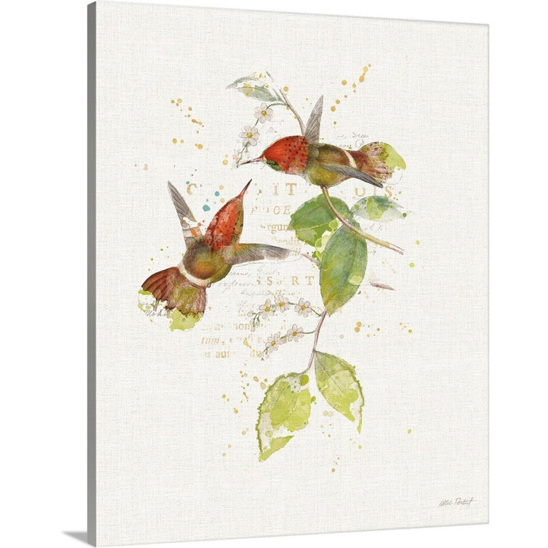 Colibri coloré, art mural sur toile II, H 20 po x l 16 po x P 1 po, Toile tendue