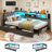 Twin Corner Bed Frame with Upholstered headboard, 2 Storage Drawers, Metal Platform Bed Frame with LED Light and Charging Station, Twin Daybed for Living Room, Bedroom-1740457879-1719525633