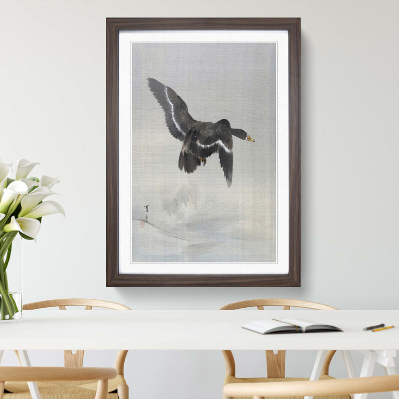 Flying Goose by Watanabe Seitei - Framed Print, Walnut, 76cm H x 50cm W x 2cm D