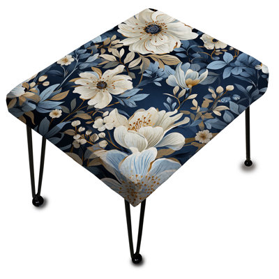 Motif floral bleu rustique avec charme - repose-pieds rectangulaire floral
