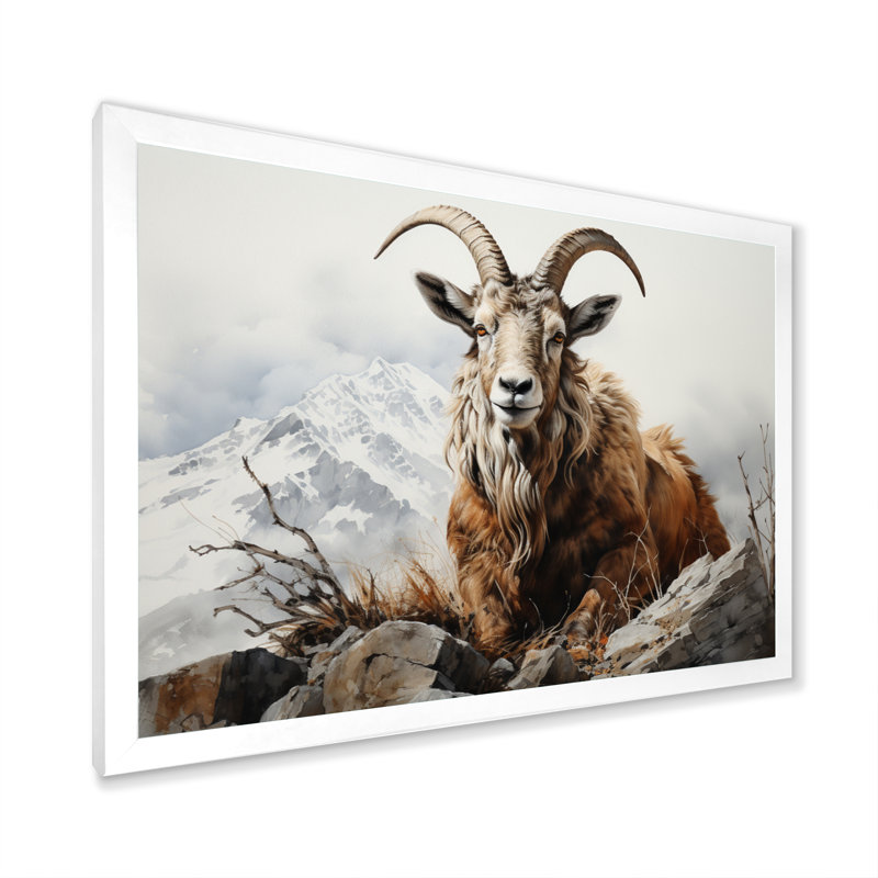 Goat Mountain Majesty sur impression sur toile, H 16 po x l 32 po x P 1 po, Cadre photo blanc