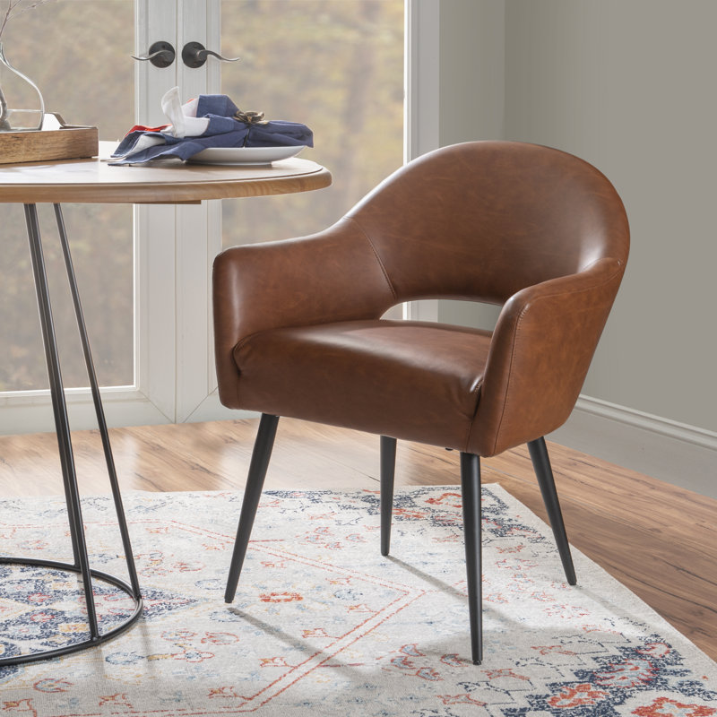 Saela 19.75'' H Upholstered Armchair, Saddle, Espresso