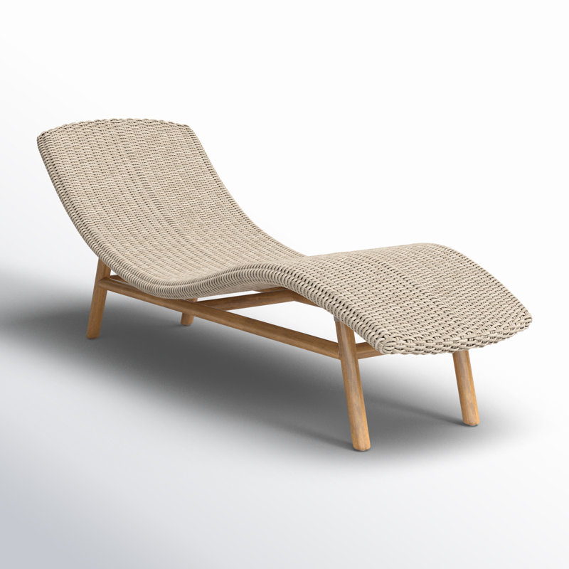 Portia Outdoor Teak Chaise Lounge, Natural Teak, White