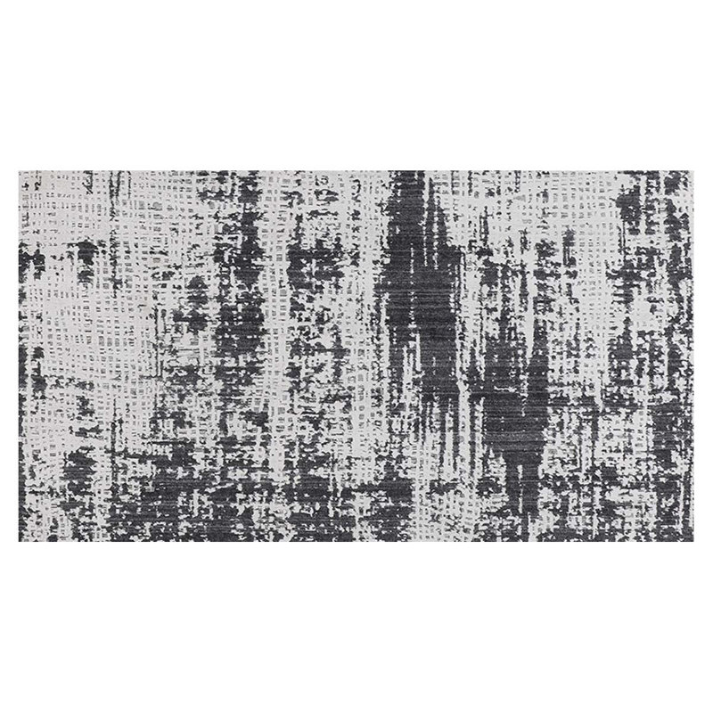 Abstract Area Rug in Charcoal/Silver, Rectangle 6' x 9'