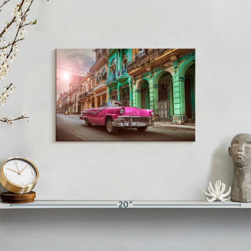 Classic Pink Car, 8" H x 12" W