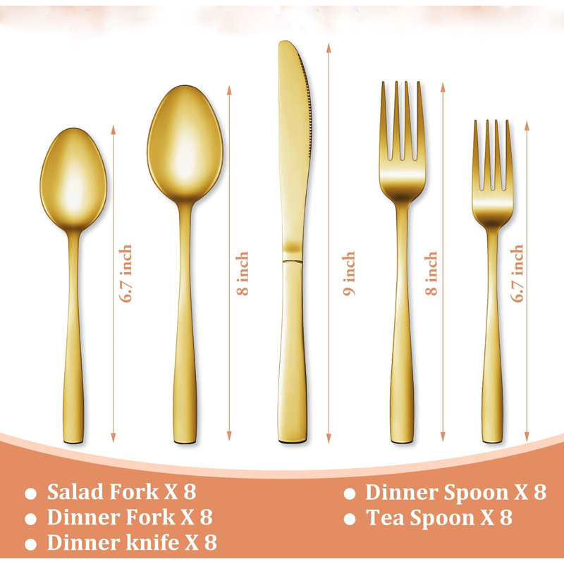 40 Piece Gold And Silverware Set
