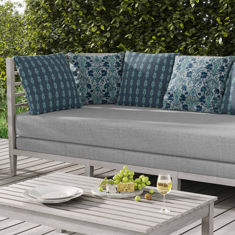 Coussin intérieur / extérieur Oceanic Bloom, Carré 20 po, Bleu