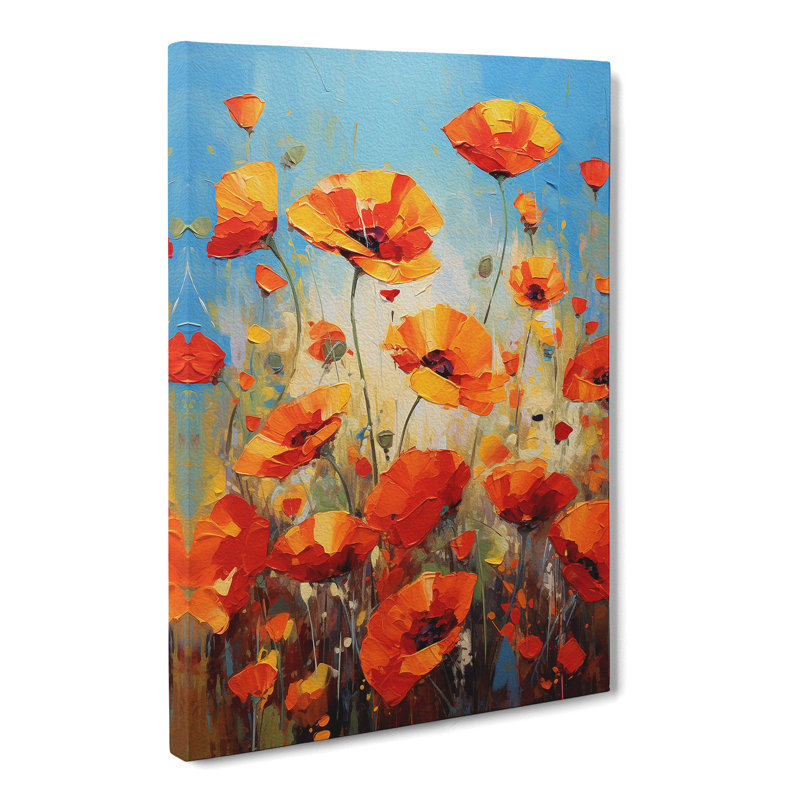 Poppy Field Expressionism - Wrapped Canvas Print, 60cm H x 40cm W x 3cm D