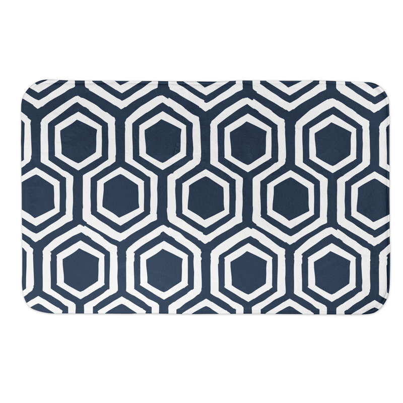 Arib Non-Slip Bath Rug, Navy