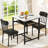 3-Piece Square Dining Table Set, Retro Farmhouse Style Small Kitchen Table And Chairs Set With MDF Table Top And Metal Frame, Space-Saving Bar Table Set For 2 With Wine Rack, For Small Space, Dining Room, Apartment-1363896036
