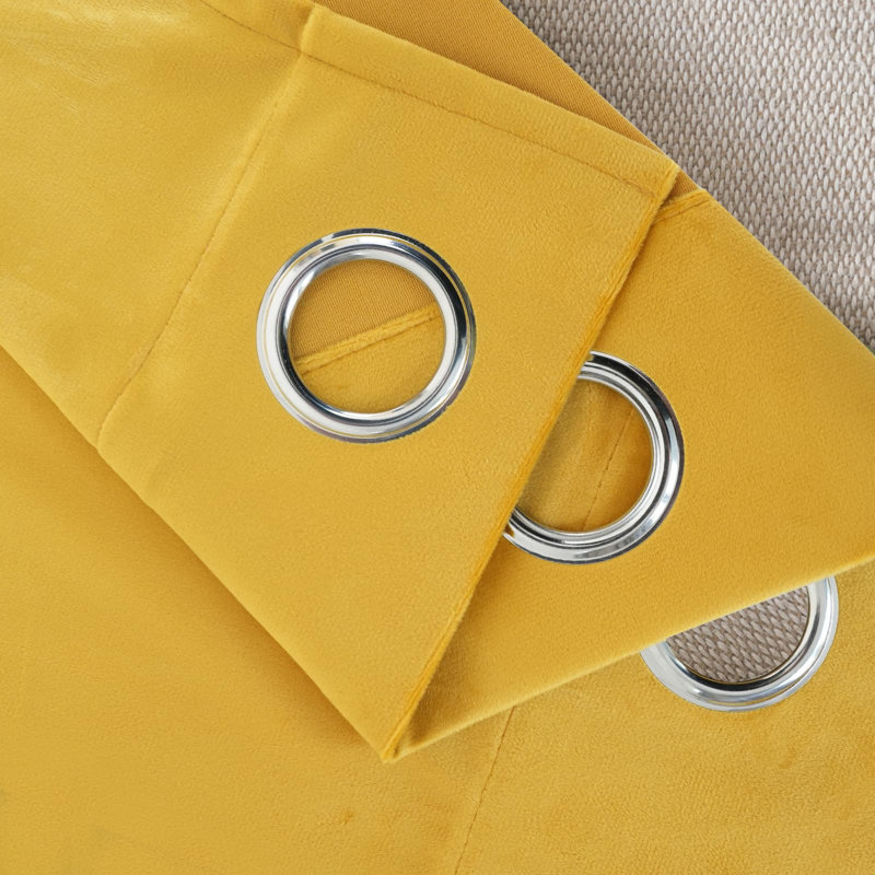 Ensemble de 2 rideaux obscurcissants en velours, Jaune, L 52 po x L 108 po