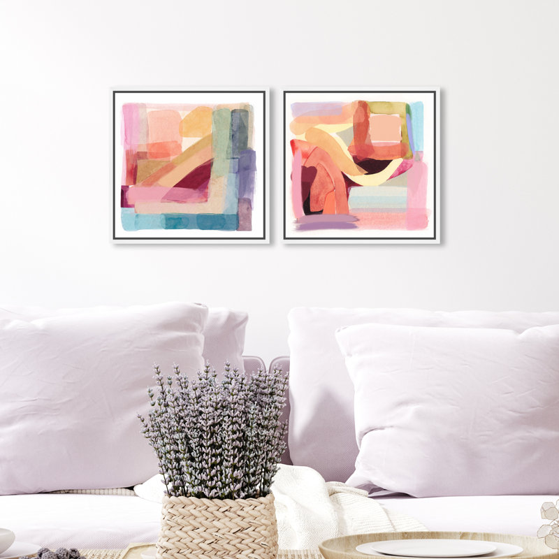 «Abstract Tone», ensemble de 2 impressions, H 16 po x l 16 po, Toile avec cadre blanc