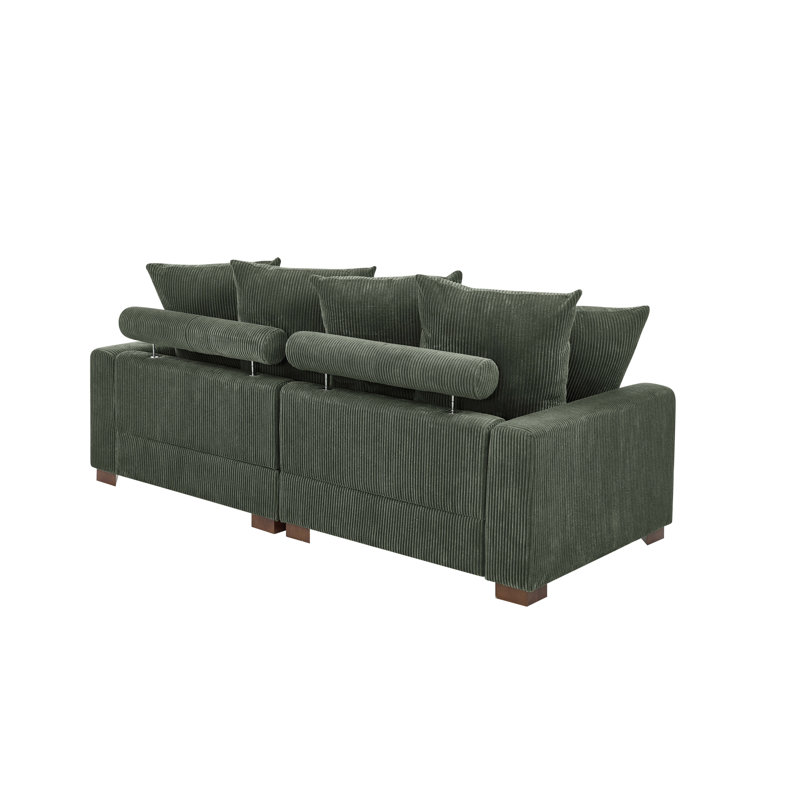Xandar Corduroy Sofa with Wood Legs - Comfortable