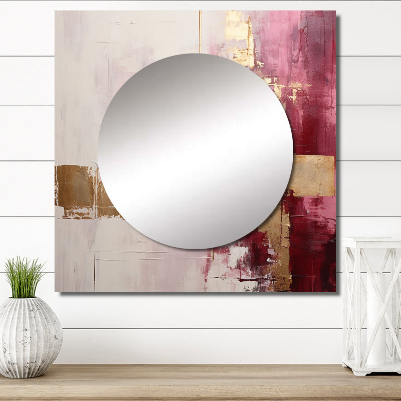 Tevin Minimalisme Horizon - Art mural abstrait miroir carré pour salle de bain, 29 po x 29 po