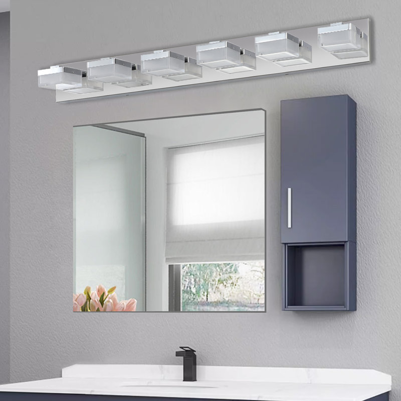 Luminaire de salle de bain - 6 lumières, brouillard, 6 lumières DEL, Chrome chrome