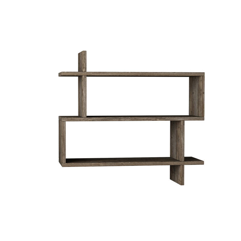 Argonaut Modern Wall-Mounted 2-Tier Floating Bookshelf, Dark Coffee