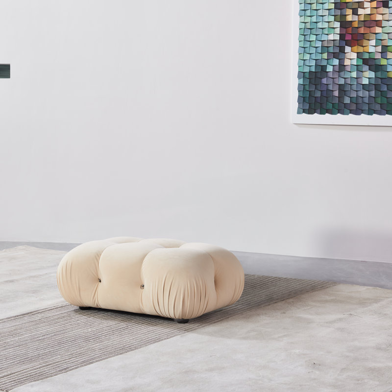 Damion Ottoman, Beige Velvet