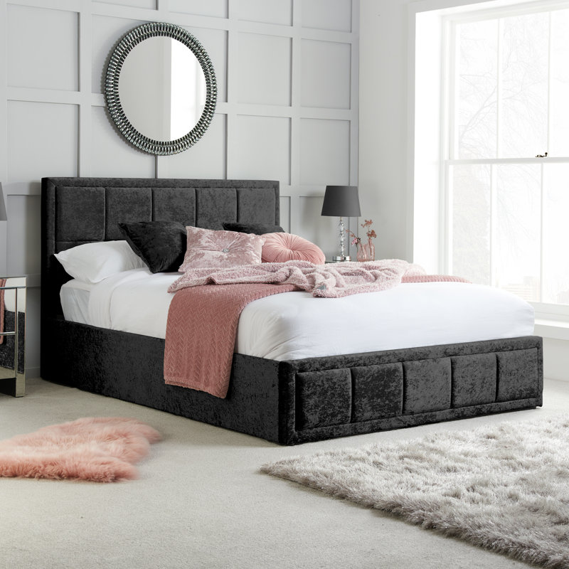 Aween Upholstered Ottoman Bed, Small Double (4'), Black