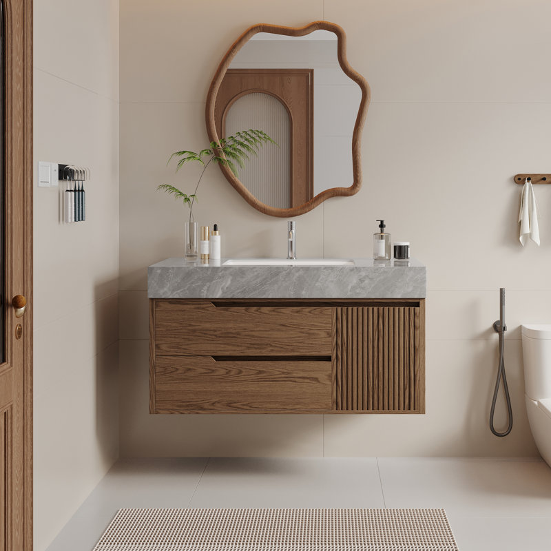 Meuble-lavabo mural 36 po Mid Century Modern
