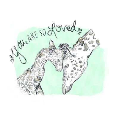 " Mommy And Baby Giraffe Love "