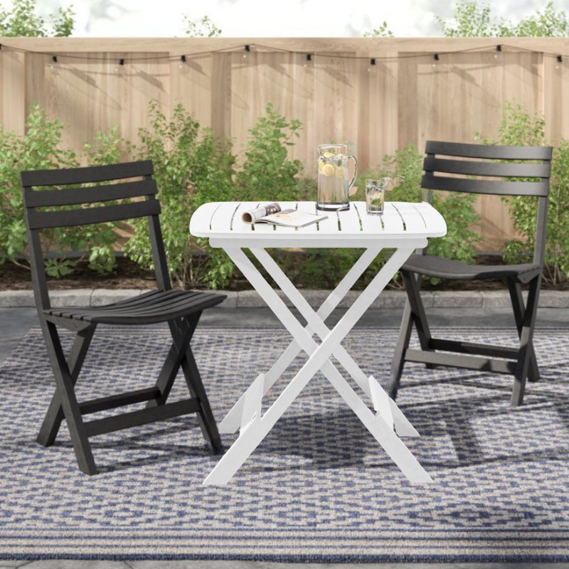 Farranshane 2 - Person Patio Dining Set with Rectangular Table, White