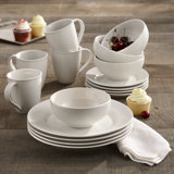 Chloe 16 Piece Porcelain China Dinnerware Set - Service for 4