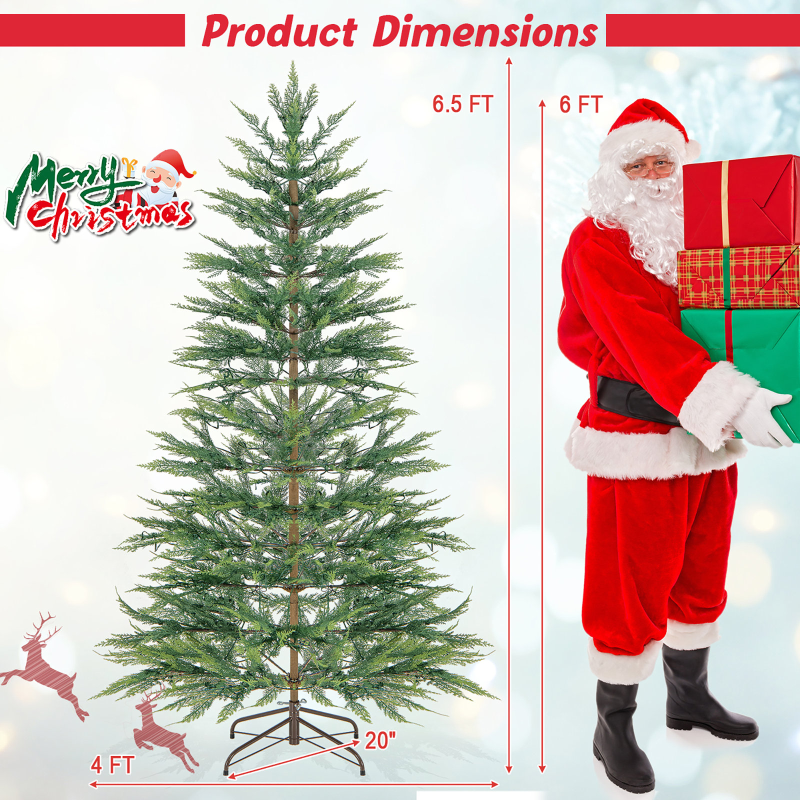 Lighted Artificial Cypress Christmas Tree, 6.50' H