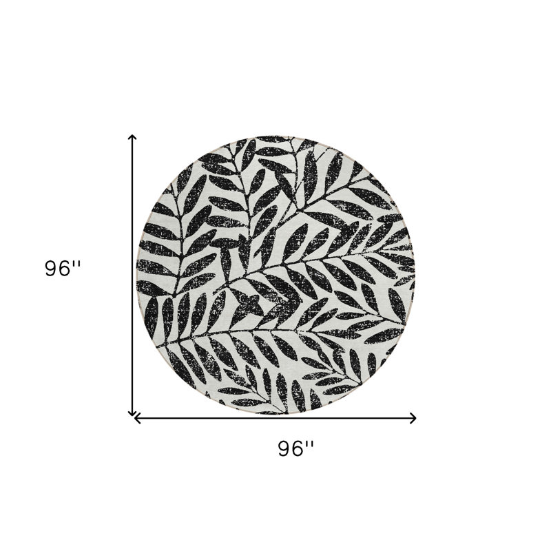 Tapis rond noir et ivoire 8 po
