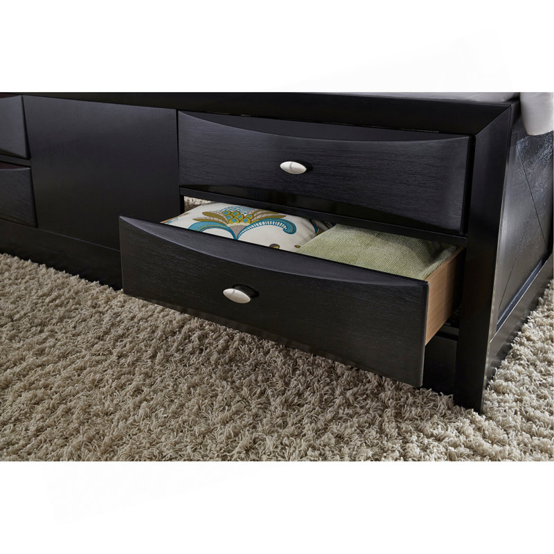 Charmante commode en bois avec un design gracieux pour un rangement élégant, Noir