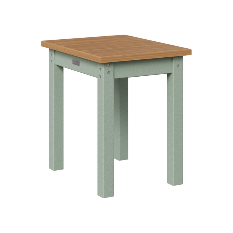 Berlin Gardens Economy End Table, Natural Teak, Seafoam