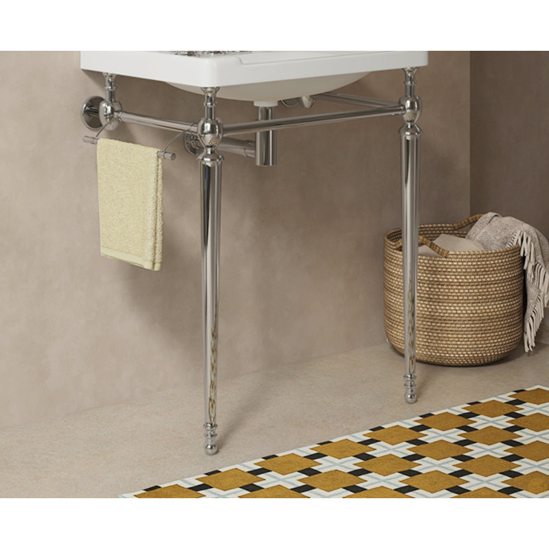Console de salle de bain autoportante 28 "avec pieds en fer, sans lavabo et robinet, 26", Chrome chrome