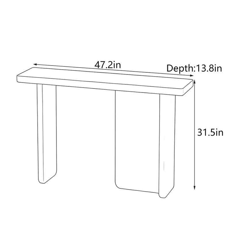 Console Mid-Century moderne en bois massif, H 31,5 po x l 47,2 po x P 13,8 po