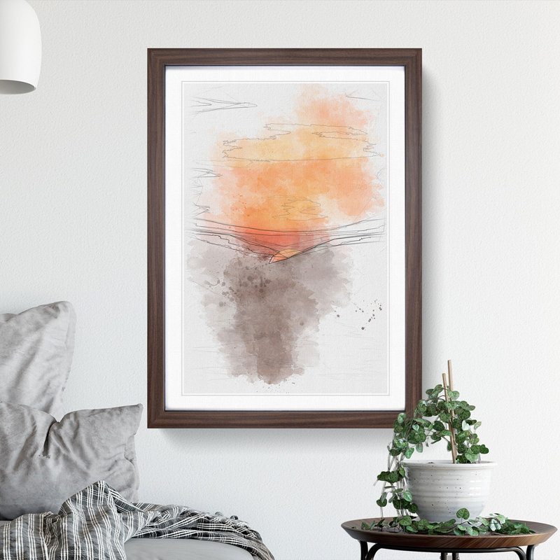 Orange Sunset Abstract Framed Print, 33cm H x 24cm W x 2cm D, Walnut Framed