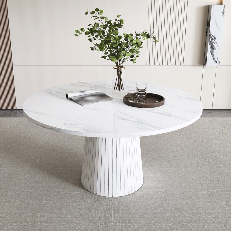 Table de salle à manger ronde, table de cuisine moderne de style champêtre avec piètement en bois