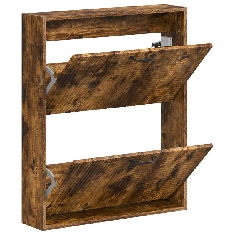 Flip Down Shoe Storage, 86 cm H x 71 cm W x 17 cm D, Smoked Oak