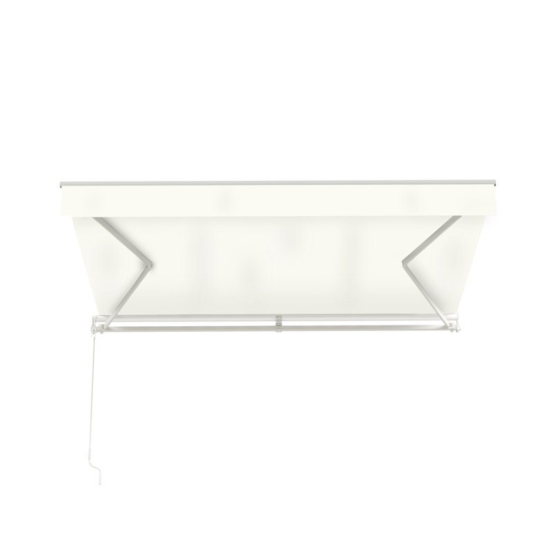 Store extérieur rétractable motorisé ALEKO avec cadre blanc, couleur nuage, 4" H x 96" W x 80" D, Blanc