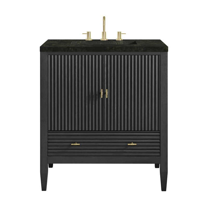 Myrrin 30" W Single Vanity, Carbon Oak, Phantome Eclos, 8" Widespread