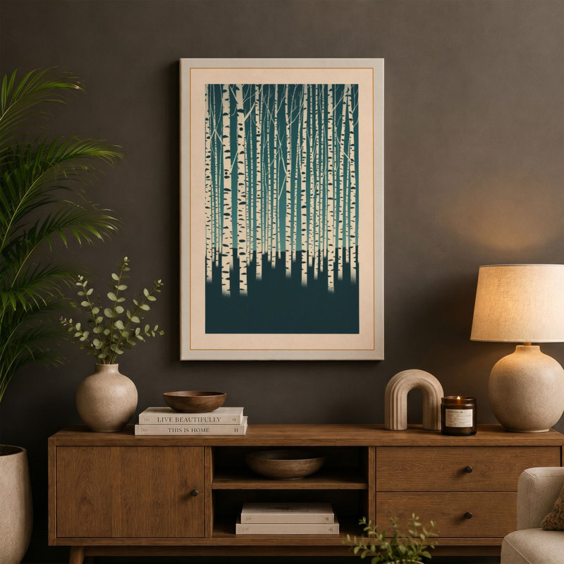Quiet Birch Forest Scandinavian - Wrapped Canvas, Black Border, 30x20 - 76.2 x 50.8 cm