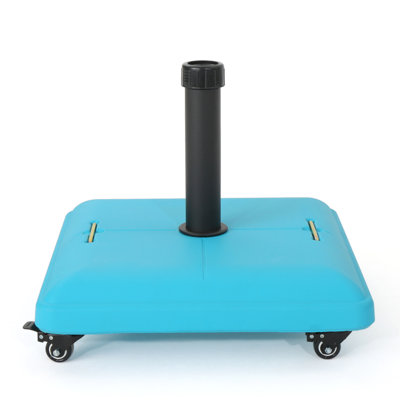 Square Outdoor Umbrella Base - Concrete, Stainless Steel, Teal Accent. 19.64 In D X W 15.93 H. Fits 1.5Inch 1.9Inch Pole. Max 11 Feet Diameter. And Alluring. Assembly Required. Handmade Details