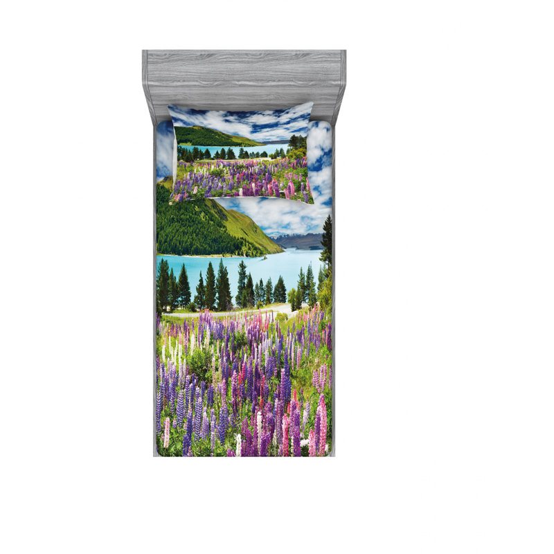 Microfiber Floral Sheet Set, Twin XL Sheet Set with Fitted Sheet