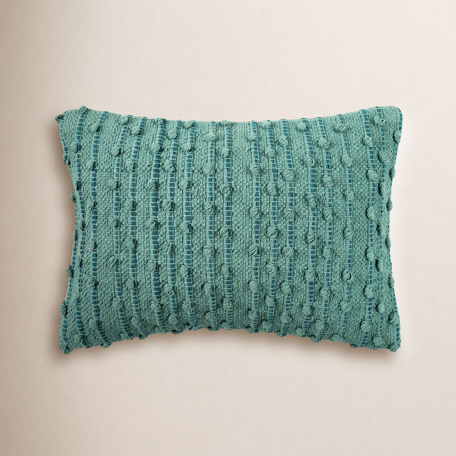 Asha Pom-poms Throw Pillow, Oil Blue